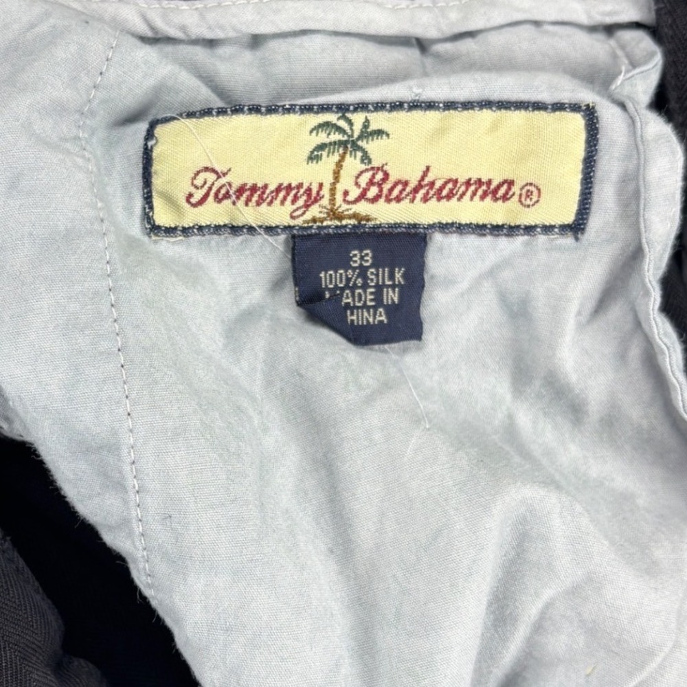 Tommy Bahama Silk Trousers Mens 33 Black Excellent Pleated Cropped Relaxed Pants - Picture 3 of 12